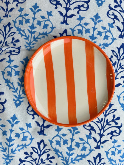 Orange Striped Porcelain Mini Plate Not specified