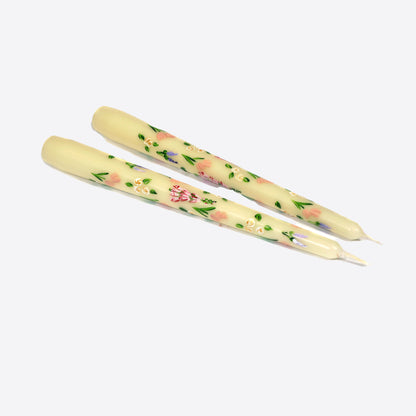 Pair of Wild Flowers Hand Painted Floral Candles Not specified