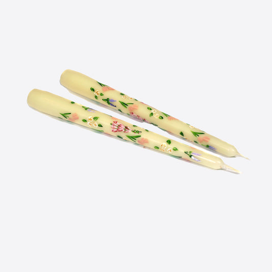 Pair of Wild Flowers Hand Painted Floral Candles