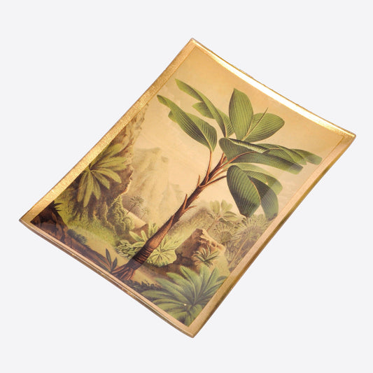 Rectangle Palm Tree Trinket Tray with gold edges Joanna Wood Shop