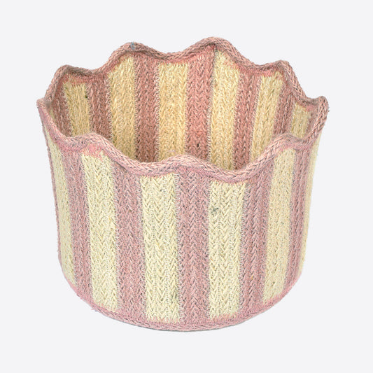 Pink Striped Fluted Basket Joanna Wood Shop
