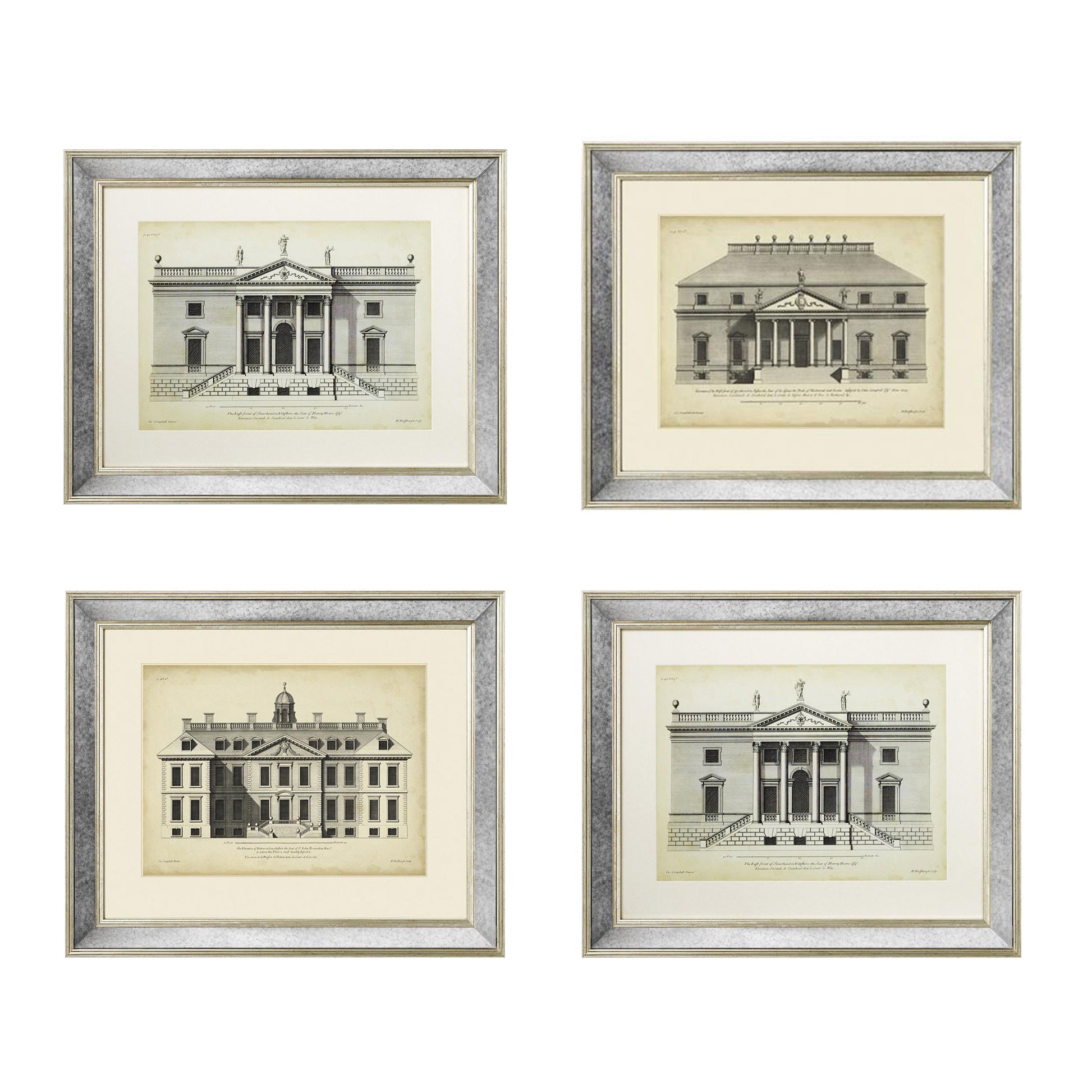 Set of Four Vintage Facade Architectural Prints Not specified