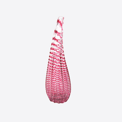 pink striped glass vase