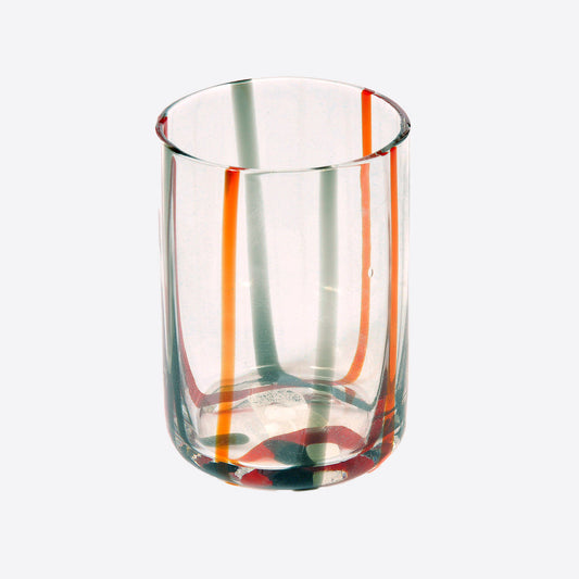 red and grey glass tumbler