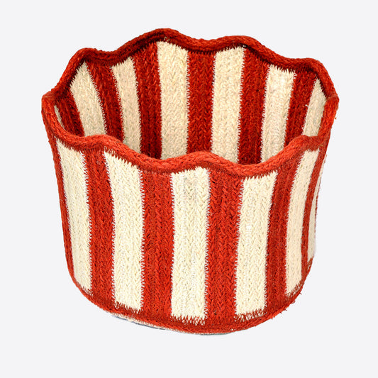 Red Striped Fluted Basket Joanna Wood Shop