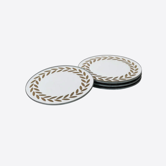 Set 4 Glass Laurel Coaster