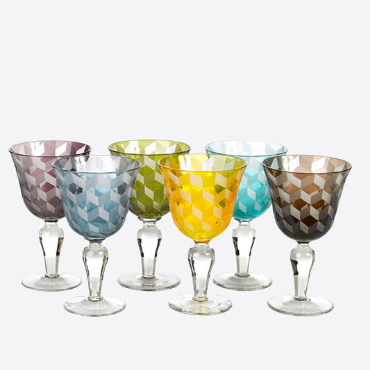 Set of 6 Colourful Blocks Wine Glasses Joanna Wood Shop