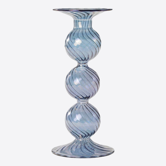 Swirl Blue Mouthblown Candlestick Not specified