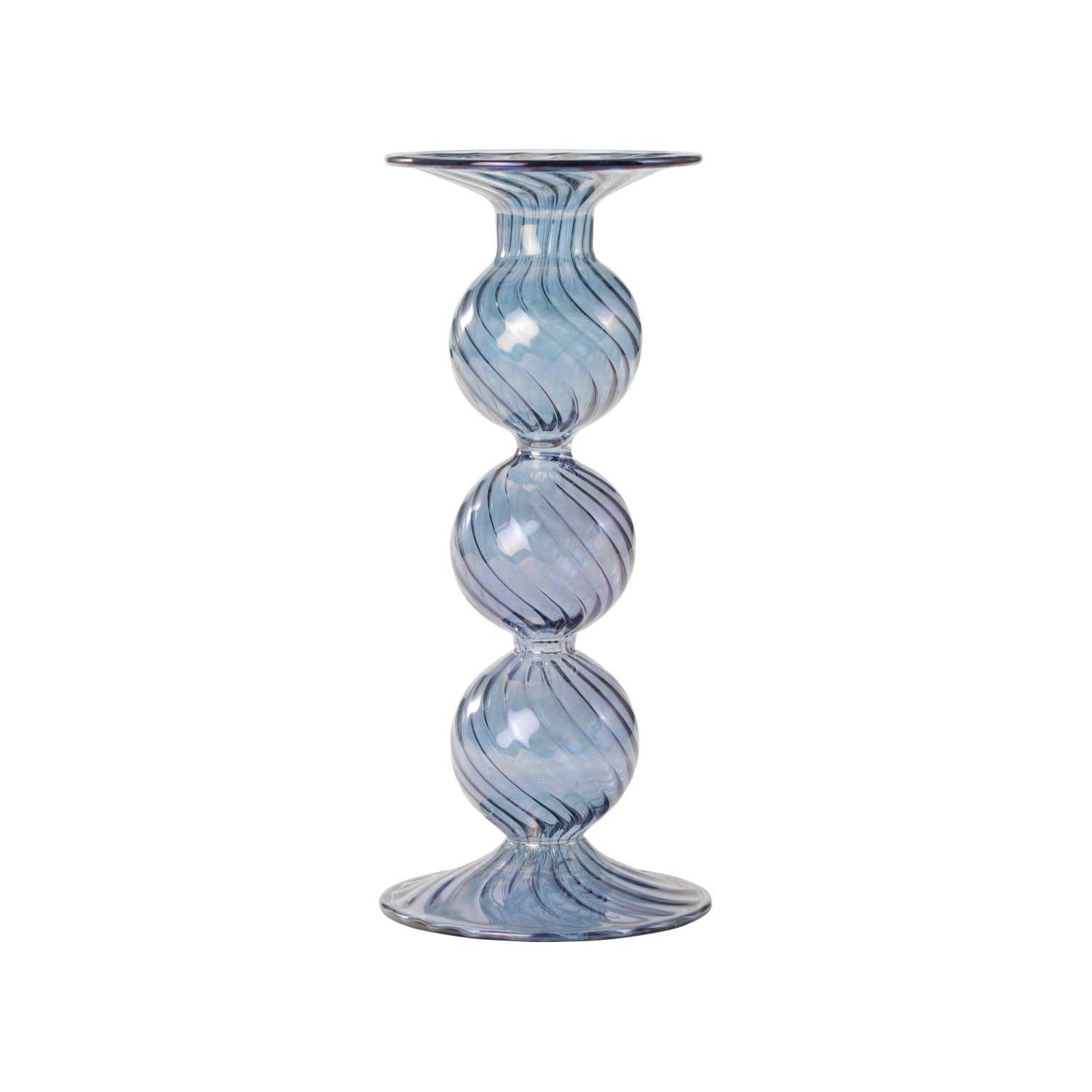 Swirl Blue Mouthblown Candlestick Not specified