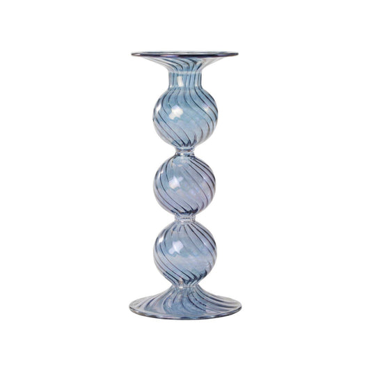 Swirl Blue Mouthblown Candlestick Not specified