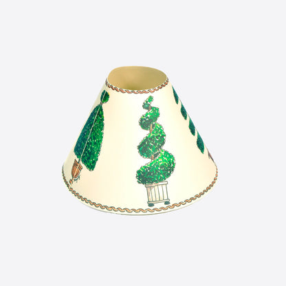 Cream candle shade with topiary trees painted on