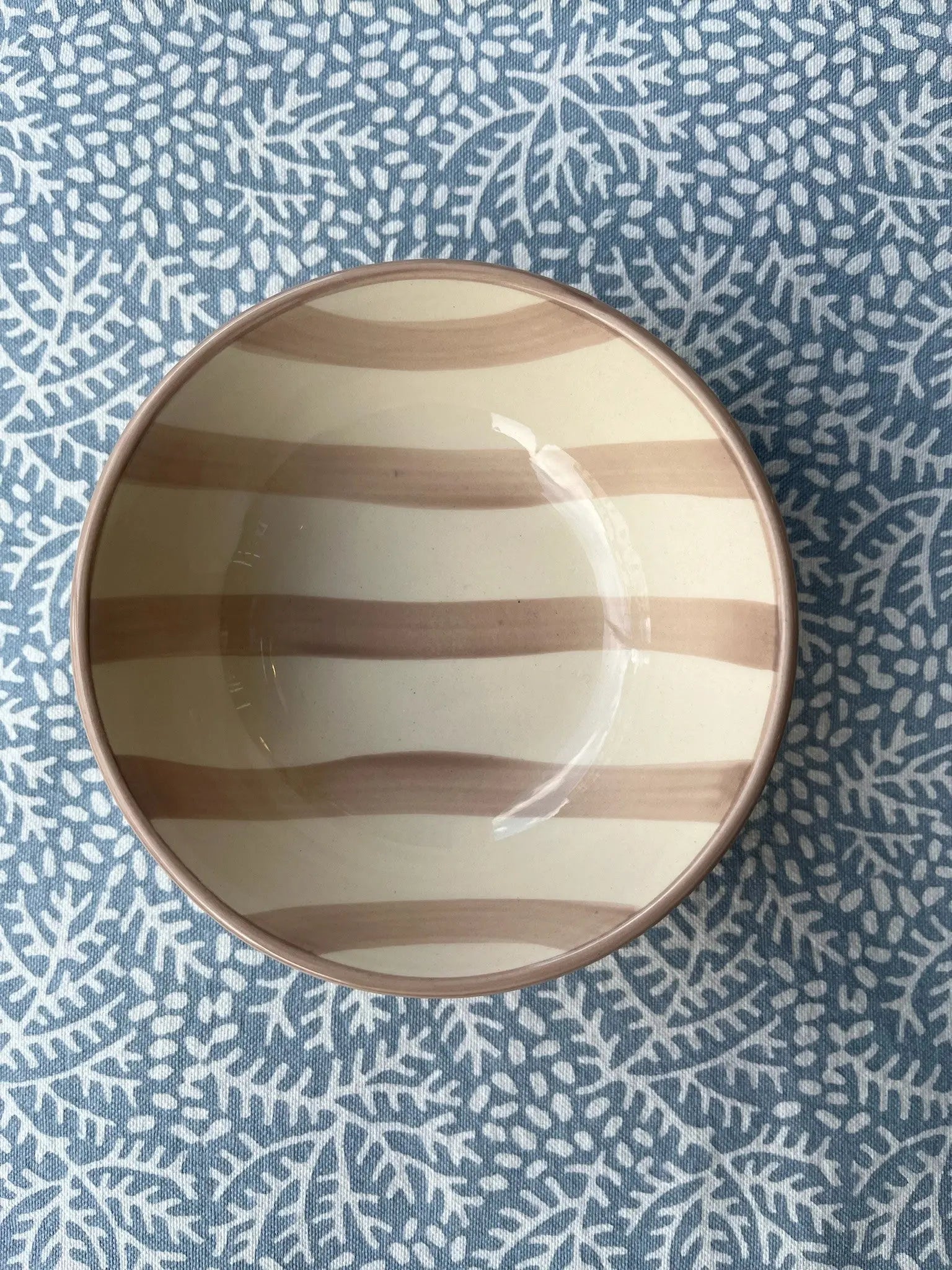 Taupe Striped Porcelain Bowl Joanna Wood Shop