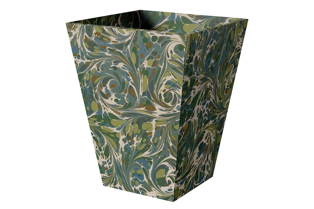 Dark Blue and Olive Green Marble Paper Waste Paper Basket Not specified