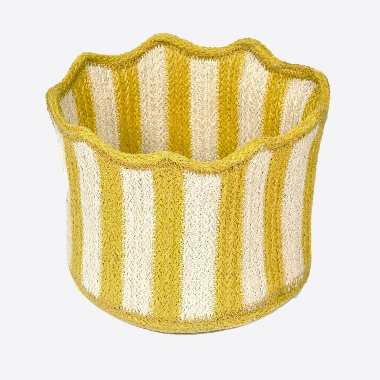 Yellow Striped Fluted Basket Joanna Wood Shop