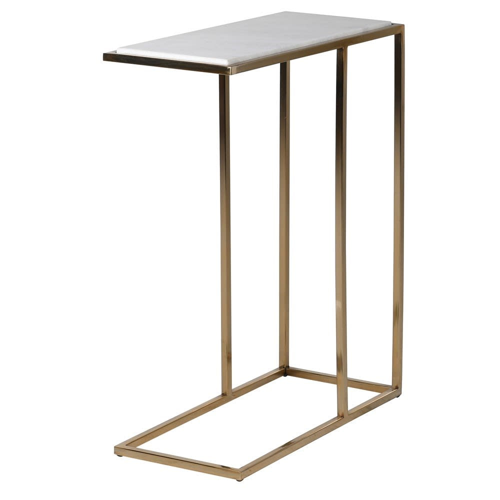 Brass and White Marble Side Table Not specified