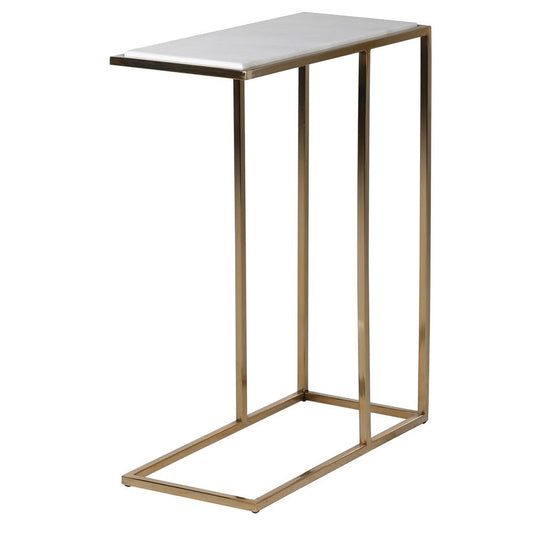 Brass and White Marble Side Table Not specified
