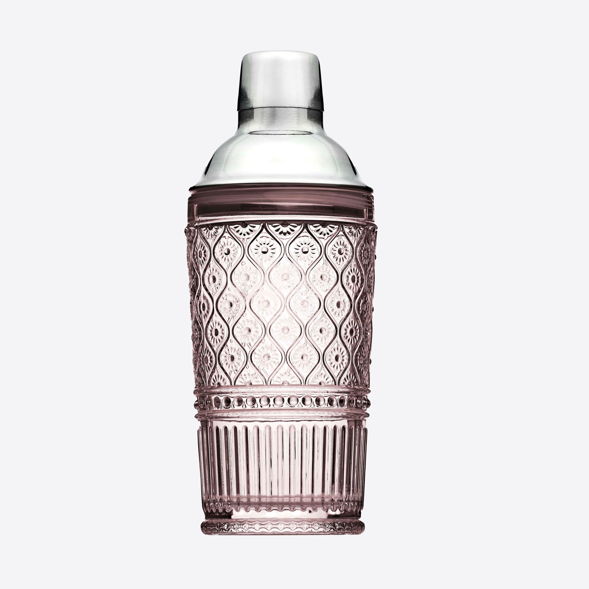 Pink Glass Cocktail Shaker with silver lid Joanna Wood