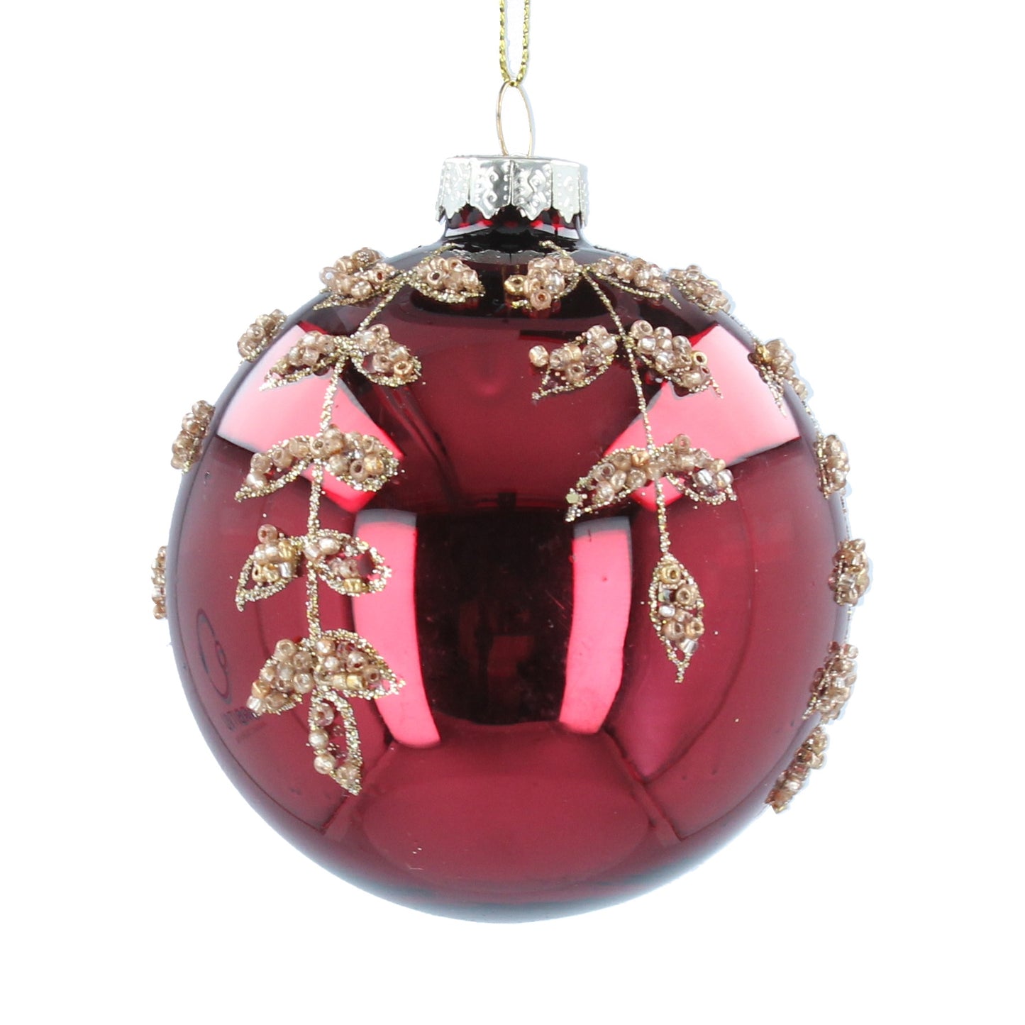 Red Bauble with Gold Leaf Drops Not specified