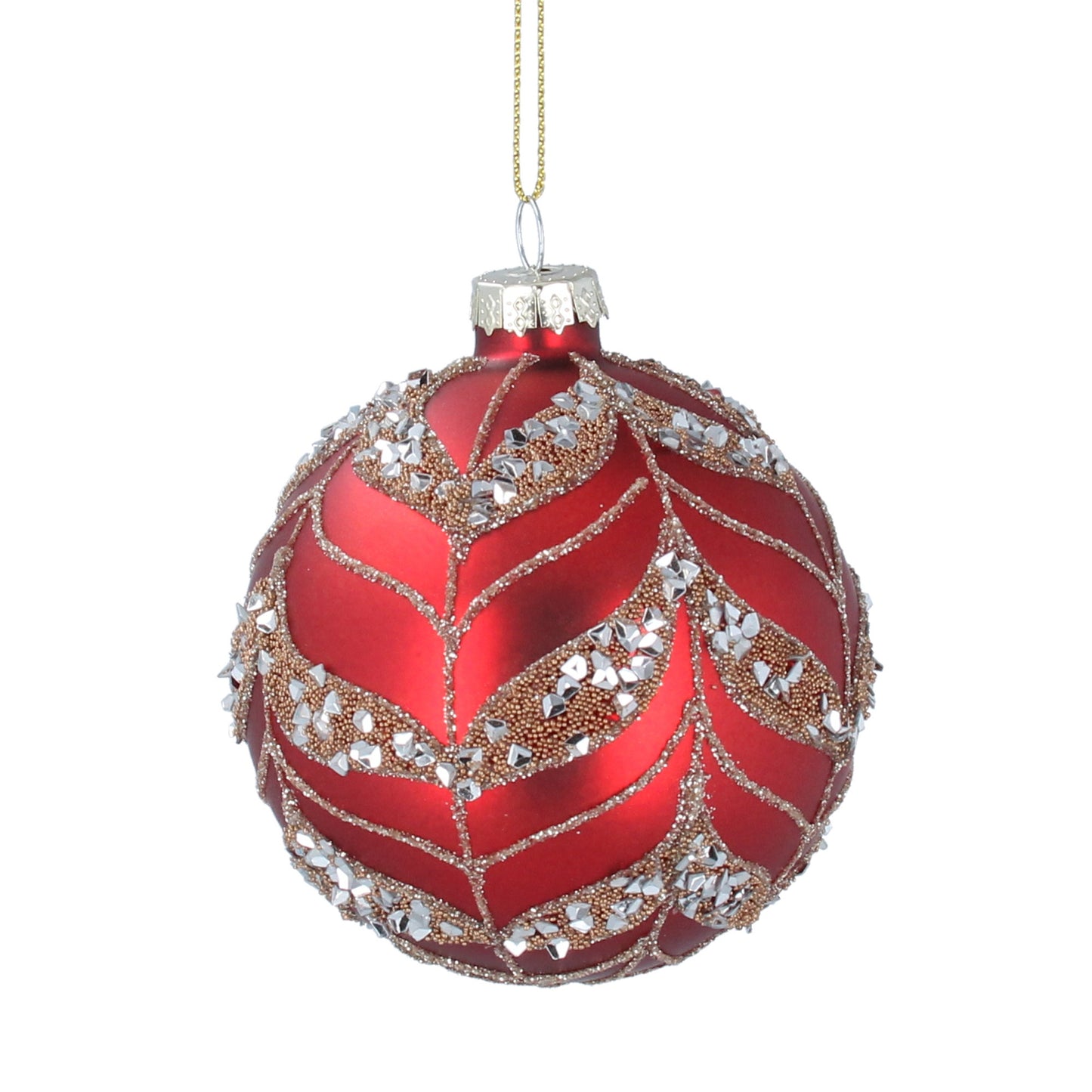 Red Glass Bauble with Gold Swags Not specified