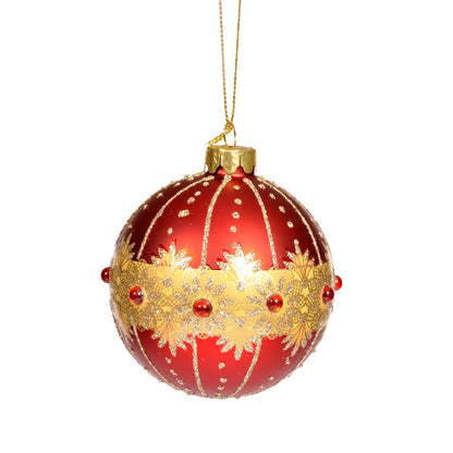 Red Glass Dec with Gold Jewel Band Not specified
