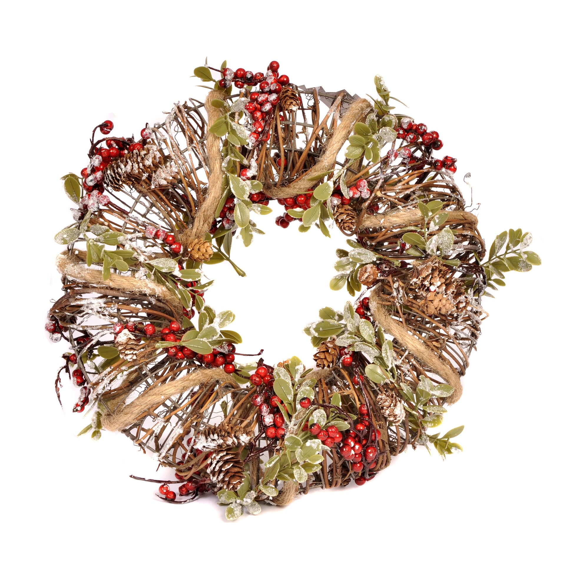 Wire Ring Wreath with Holly and String Not specified