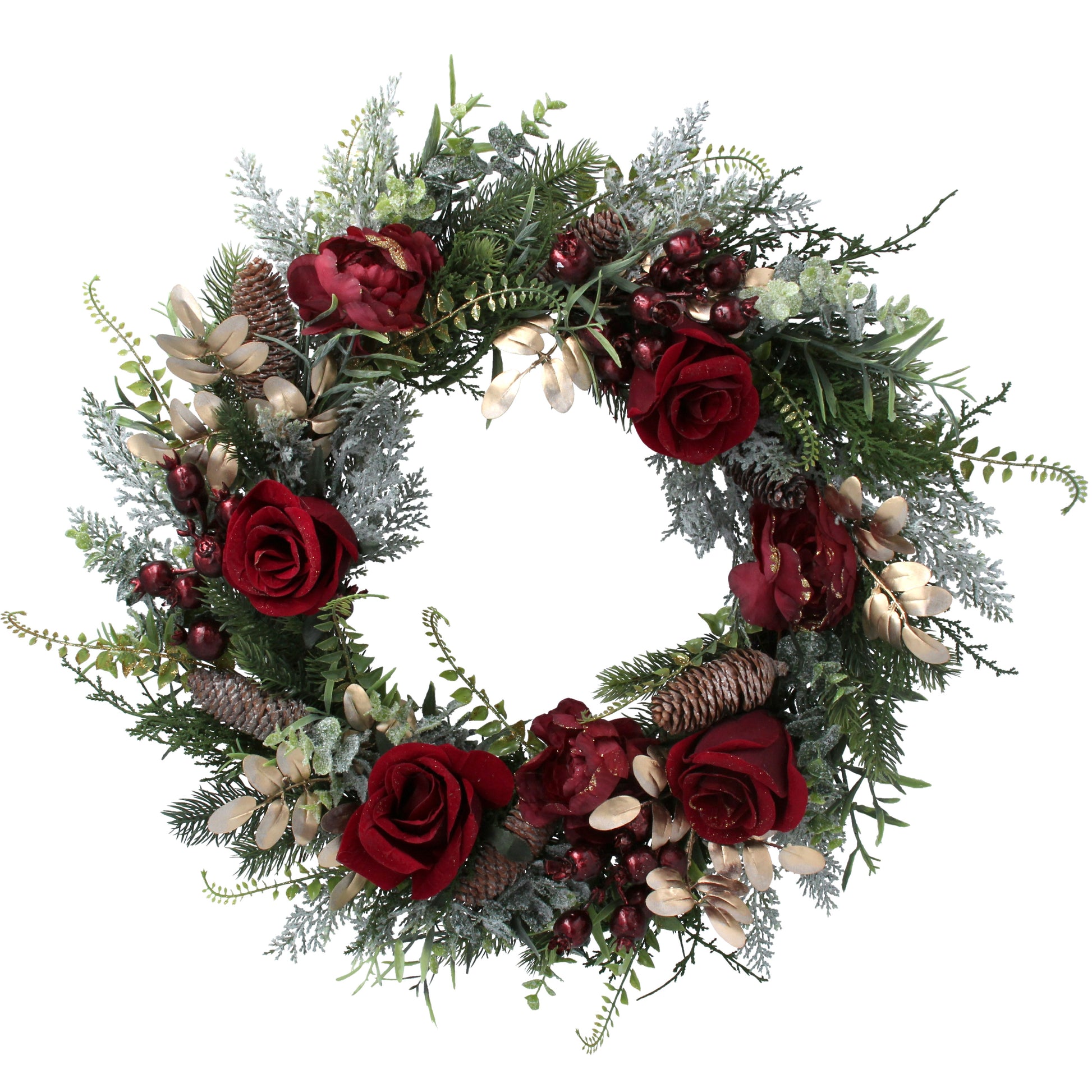 Green Wreath with Red Roses Not specified