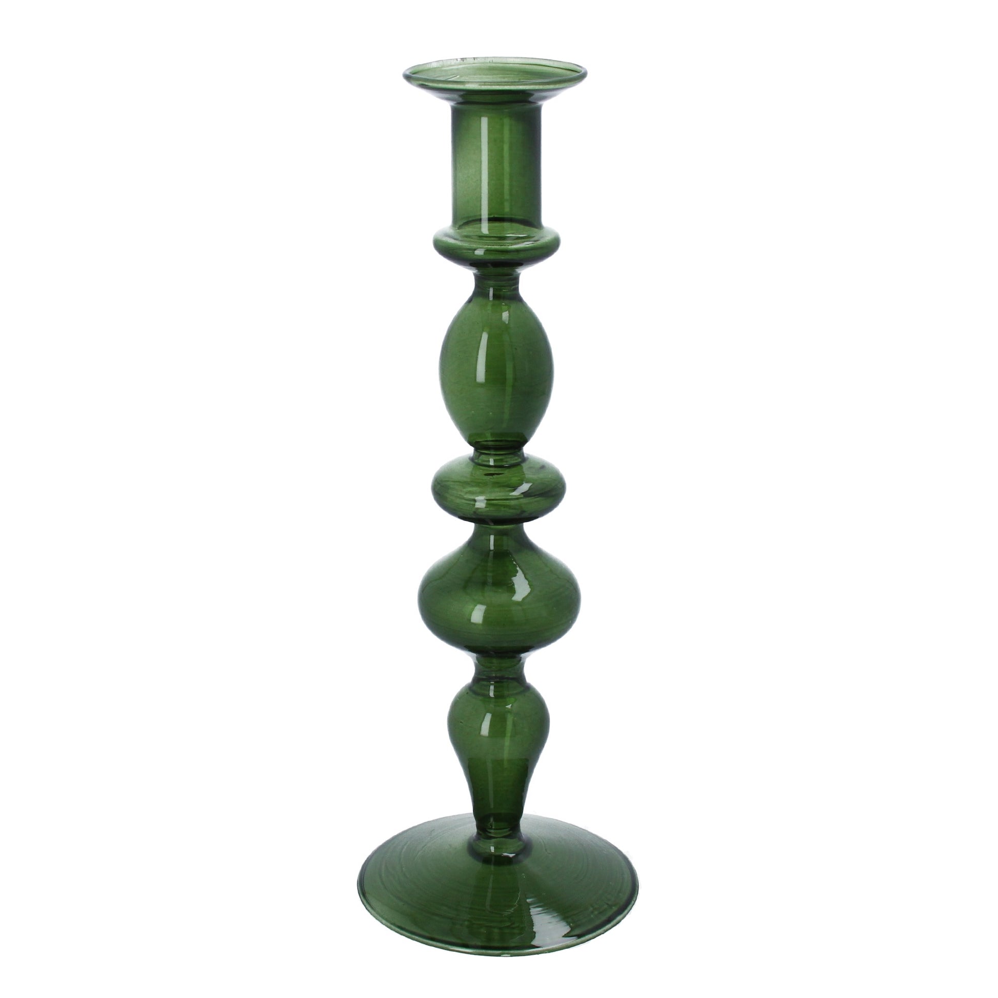 Green Glass Tapered Candlestick Not specified