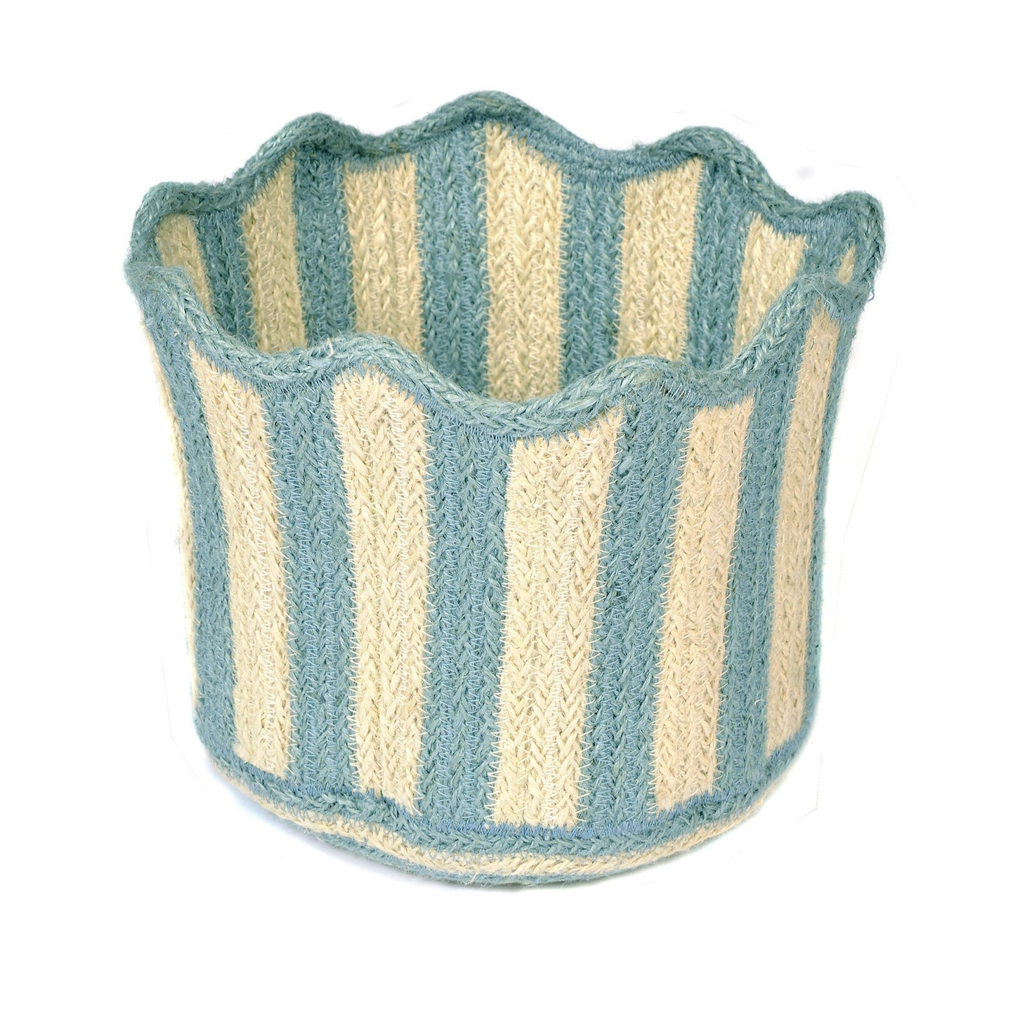 Pale Blue Striped Fluted Basket Joanna Wood Shop