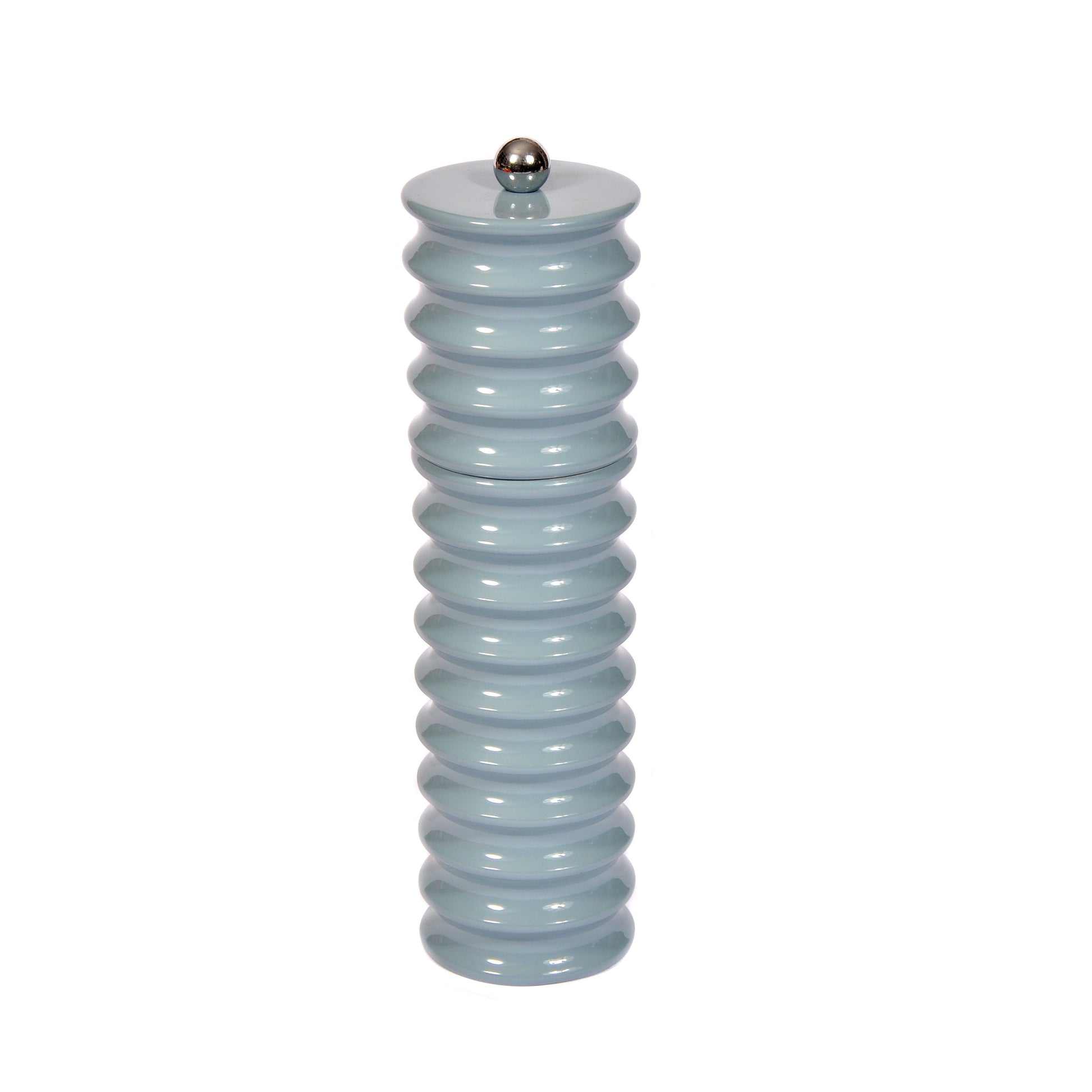 blue ribbed salt and pepper Mill 