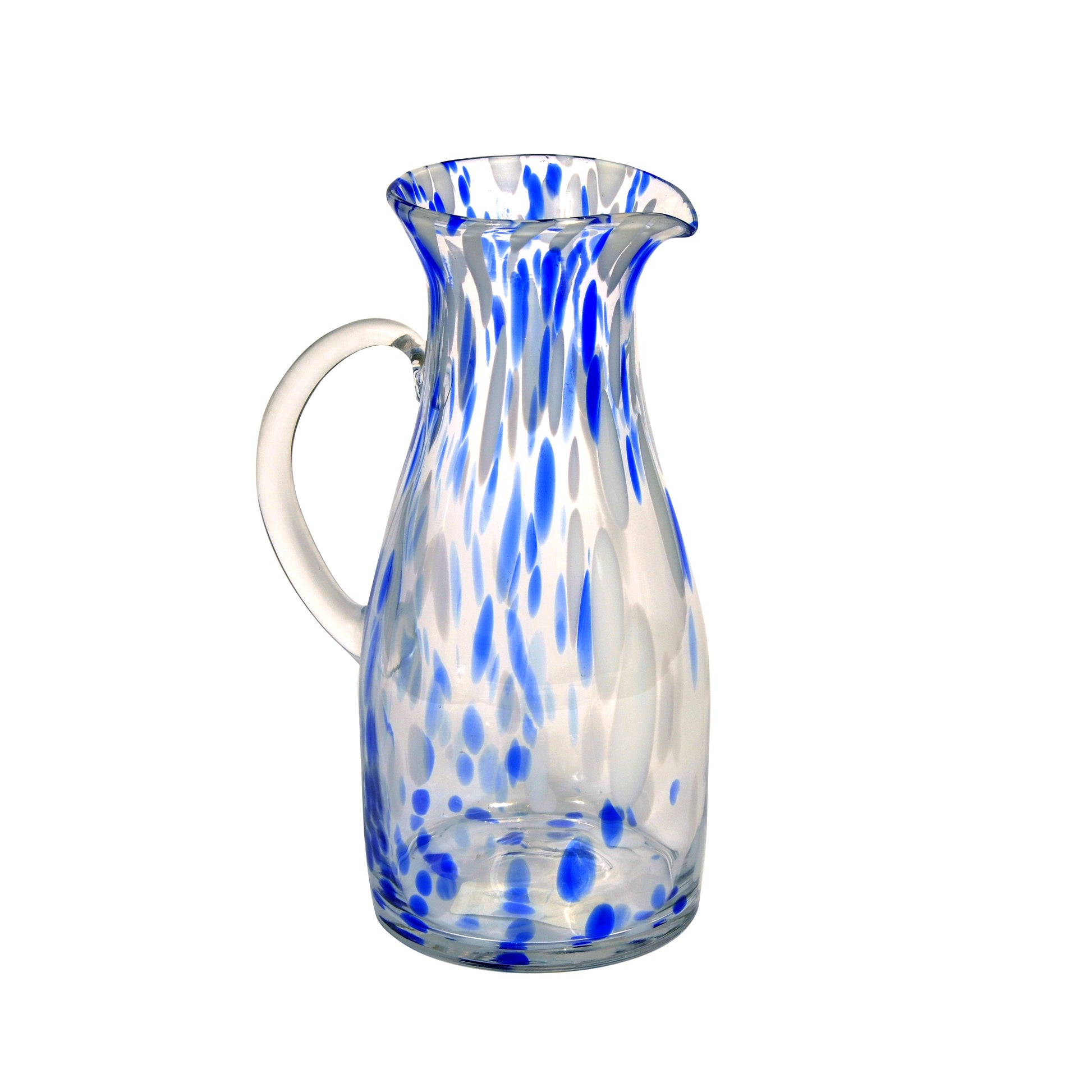 Cobalt and White Speckled Glass Jug Not specified