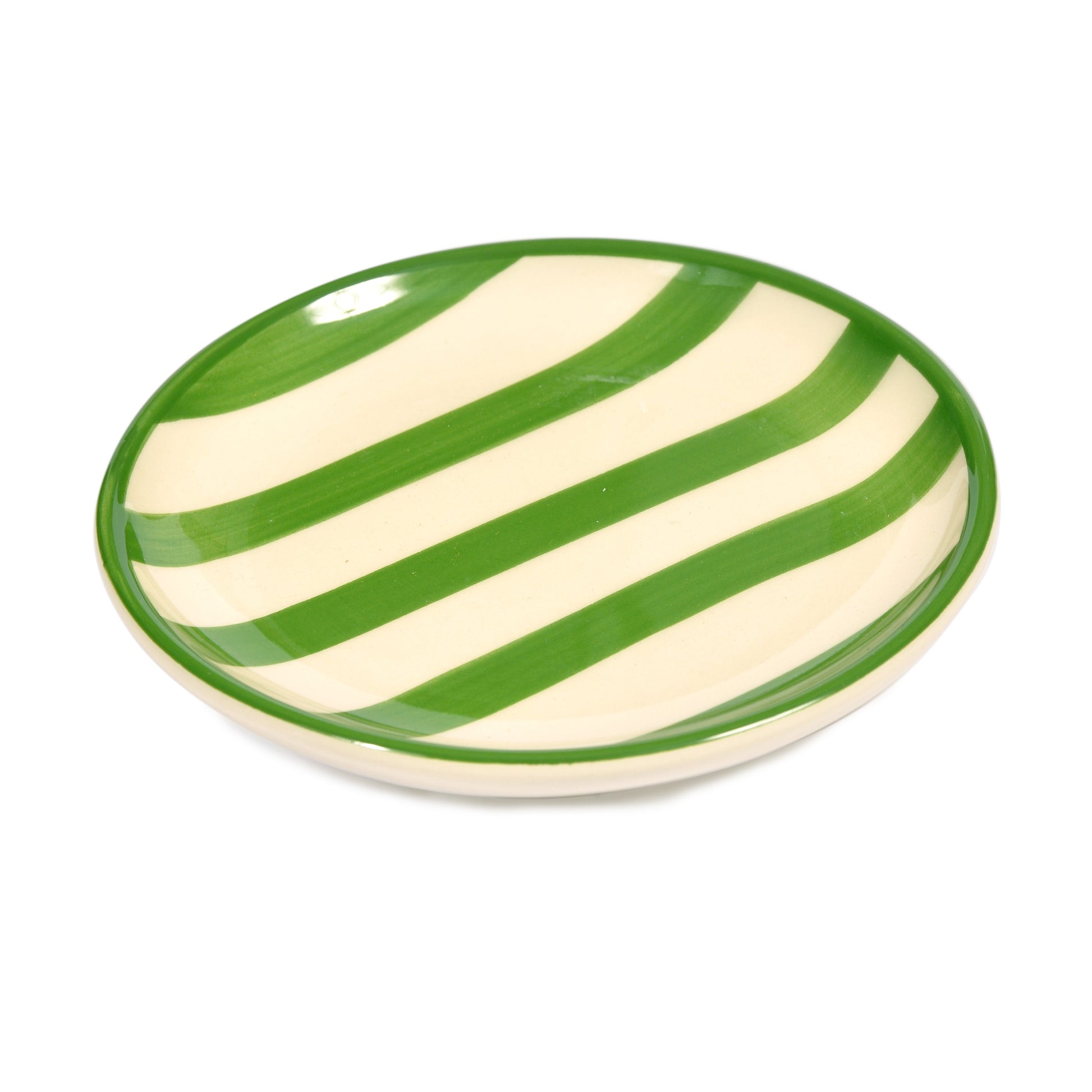 Green Striped Porcelain Mini Plate Not specified