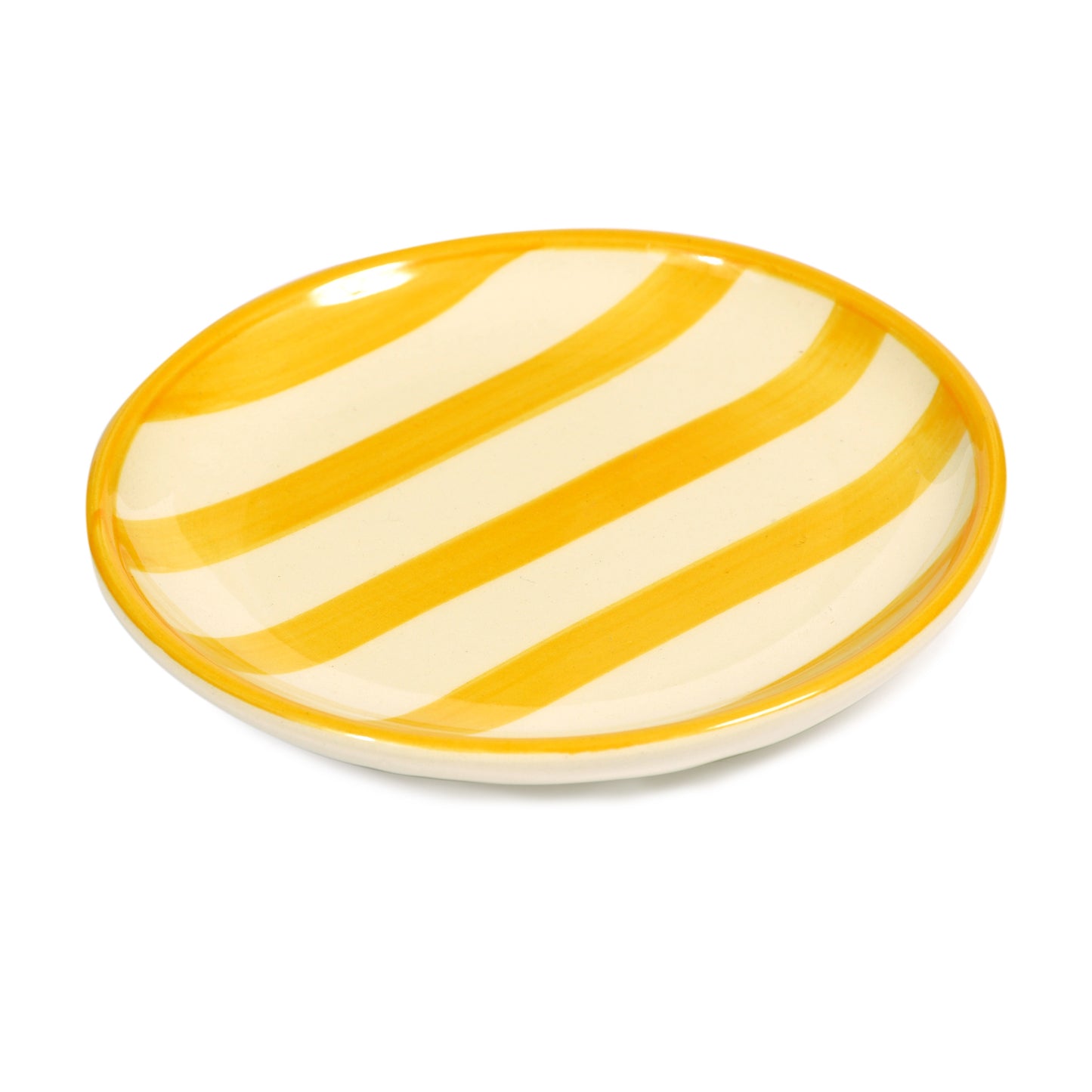 Yellow Striped Porcelain Mini Plate Not specified