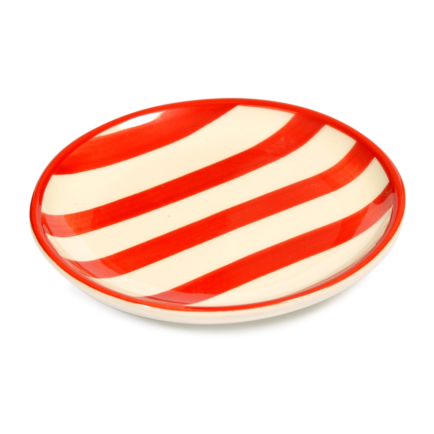 Red Striped Porcelain Mini Plate Not specified