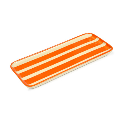 Orange Striped Porcelain Tray Not specified