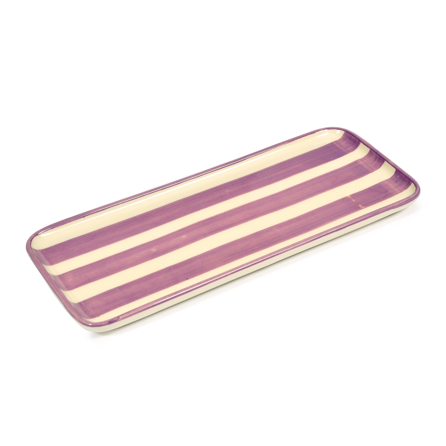 Lavender Striped Porcelain Tray Not specified