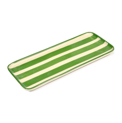 Green Striped Porcelain Tray Not specified