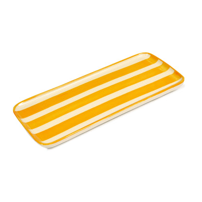 Yellow Striped Porcelain Tray Not specified