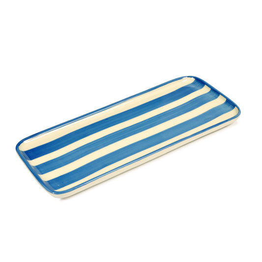 Blue Striped Porcelain Tray Not specified