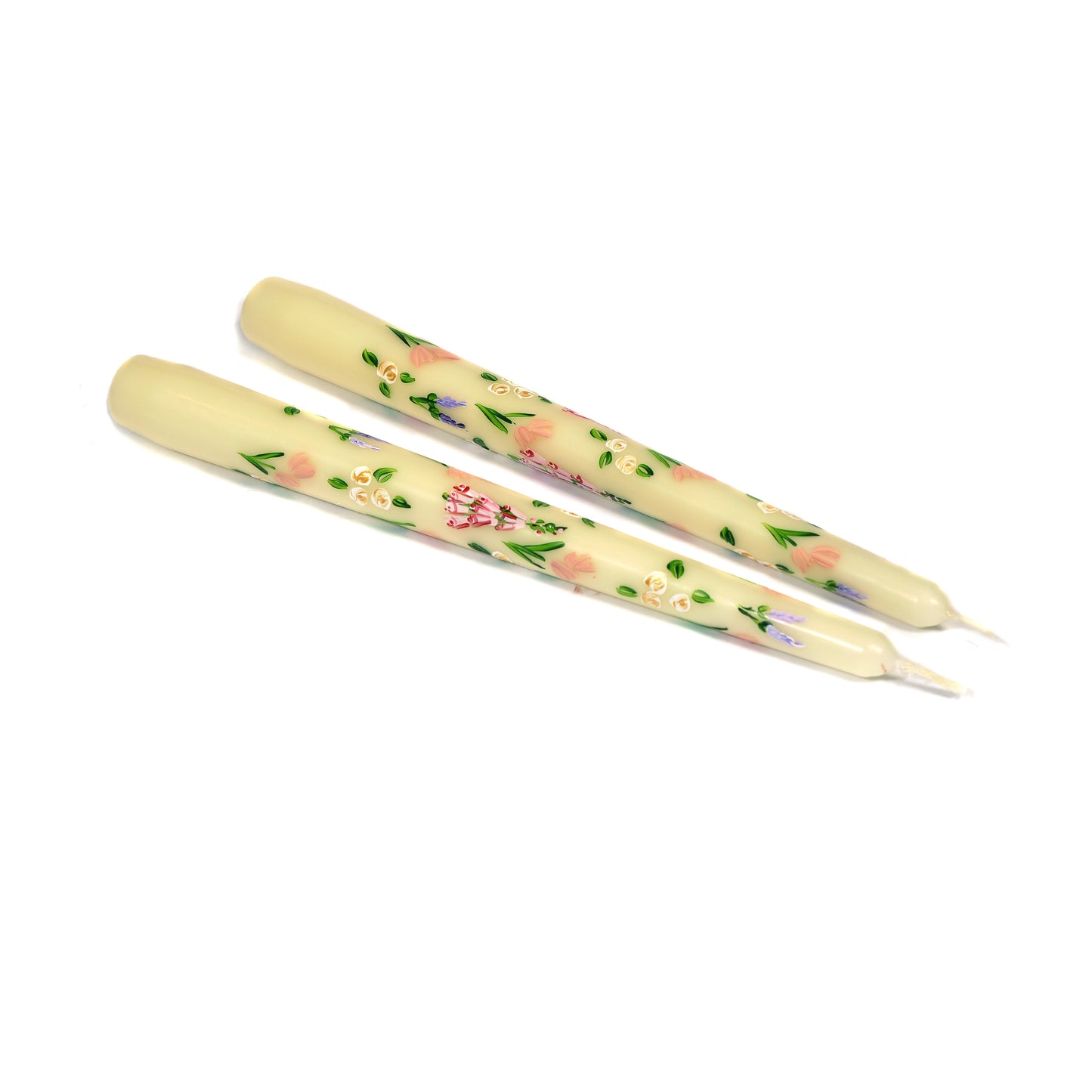 Pair of Wild Flowers Hand Painted Floral Candles Not specified