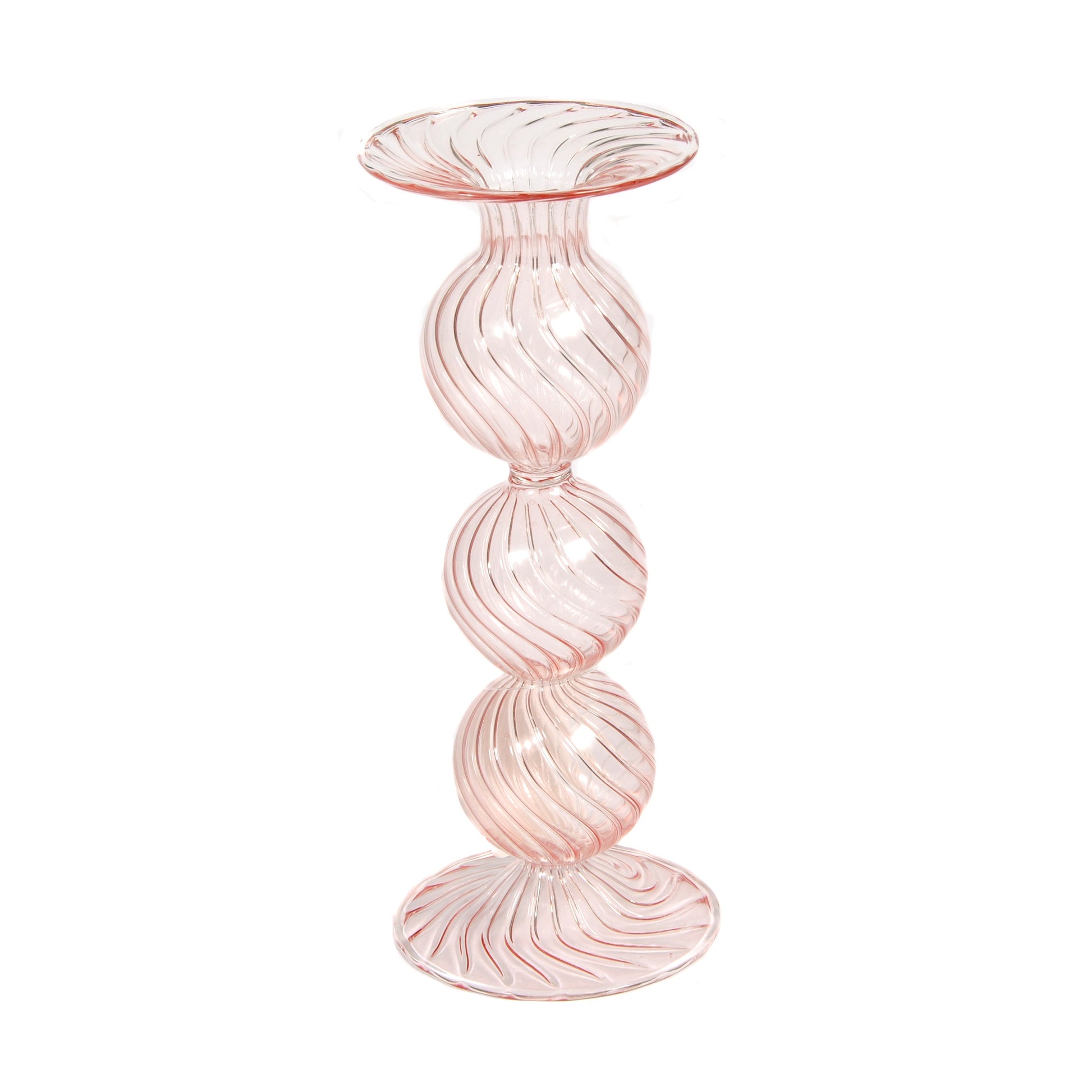 Swirl Pink Mouthblown Candlestick Not specified