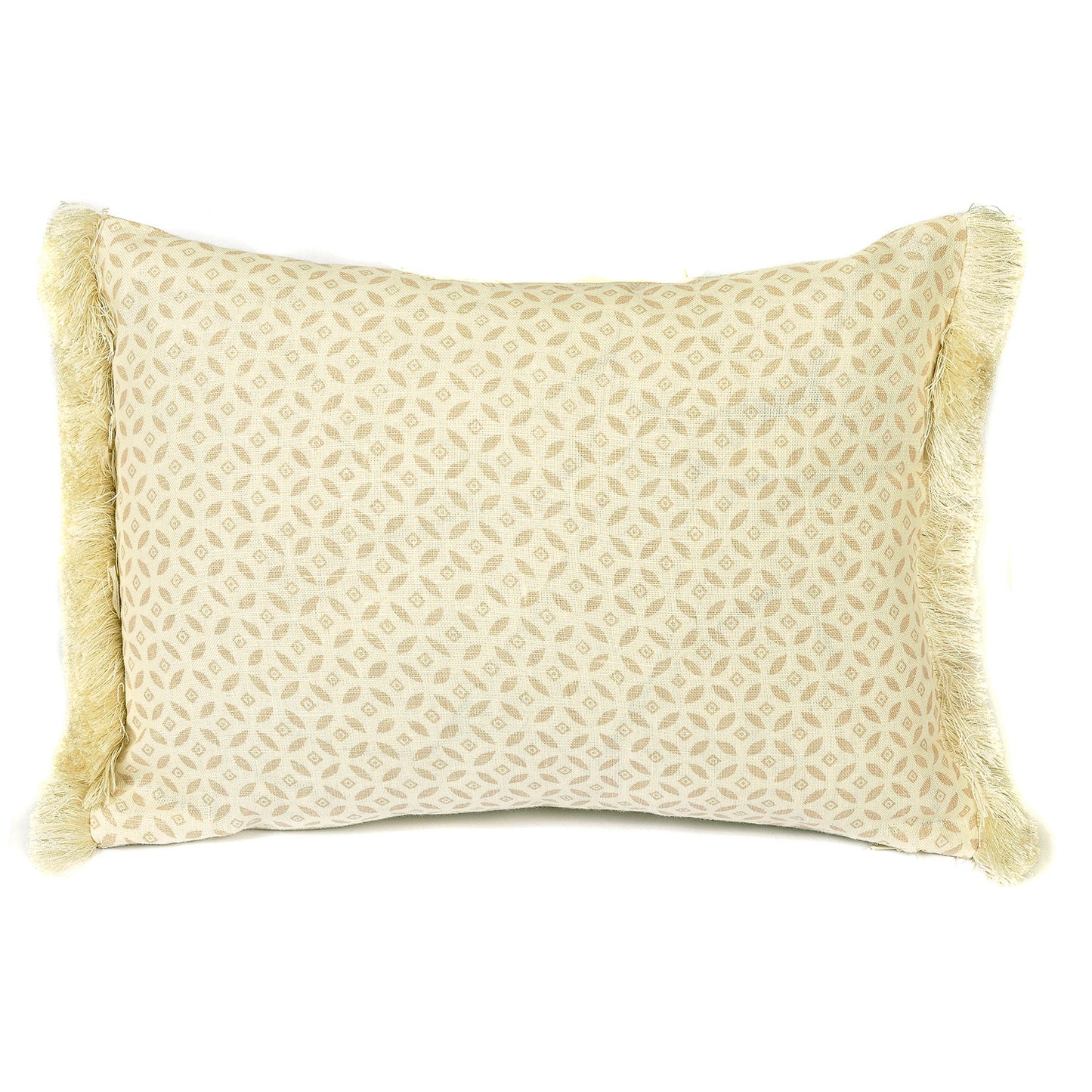 Pink Linen Print Cushion with Ivory Fringe Joanna Wood Shop