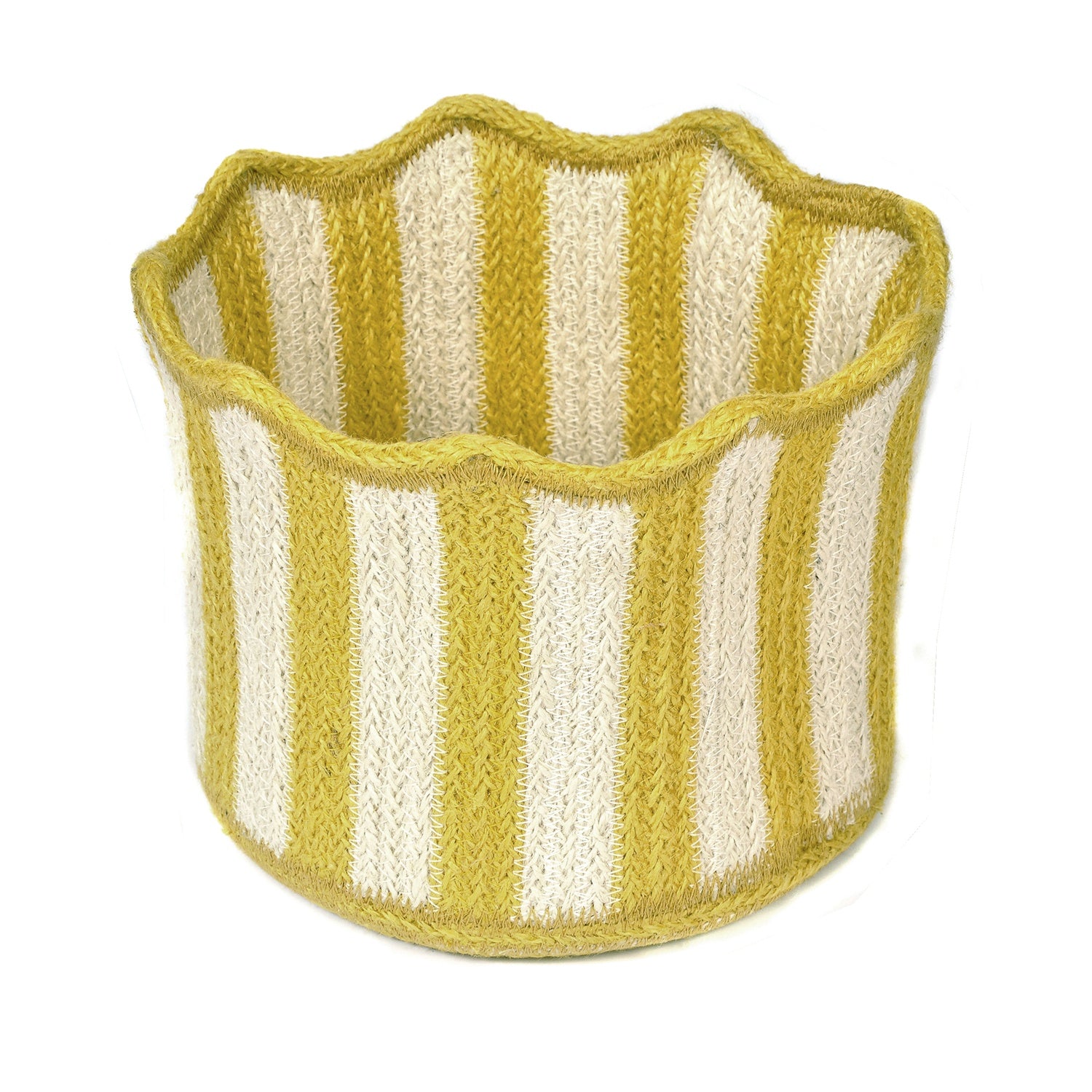 Yellow Striped Fluted Basket Joanna Wood Shop