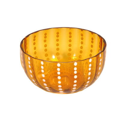 Orange spotted glass bowl