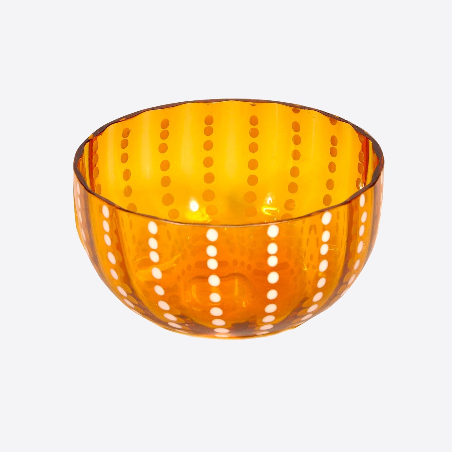 Orange spotted glass bowl