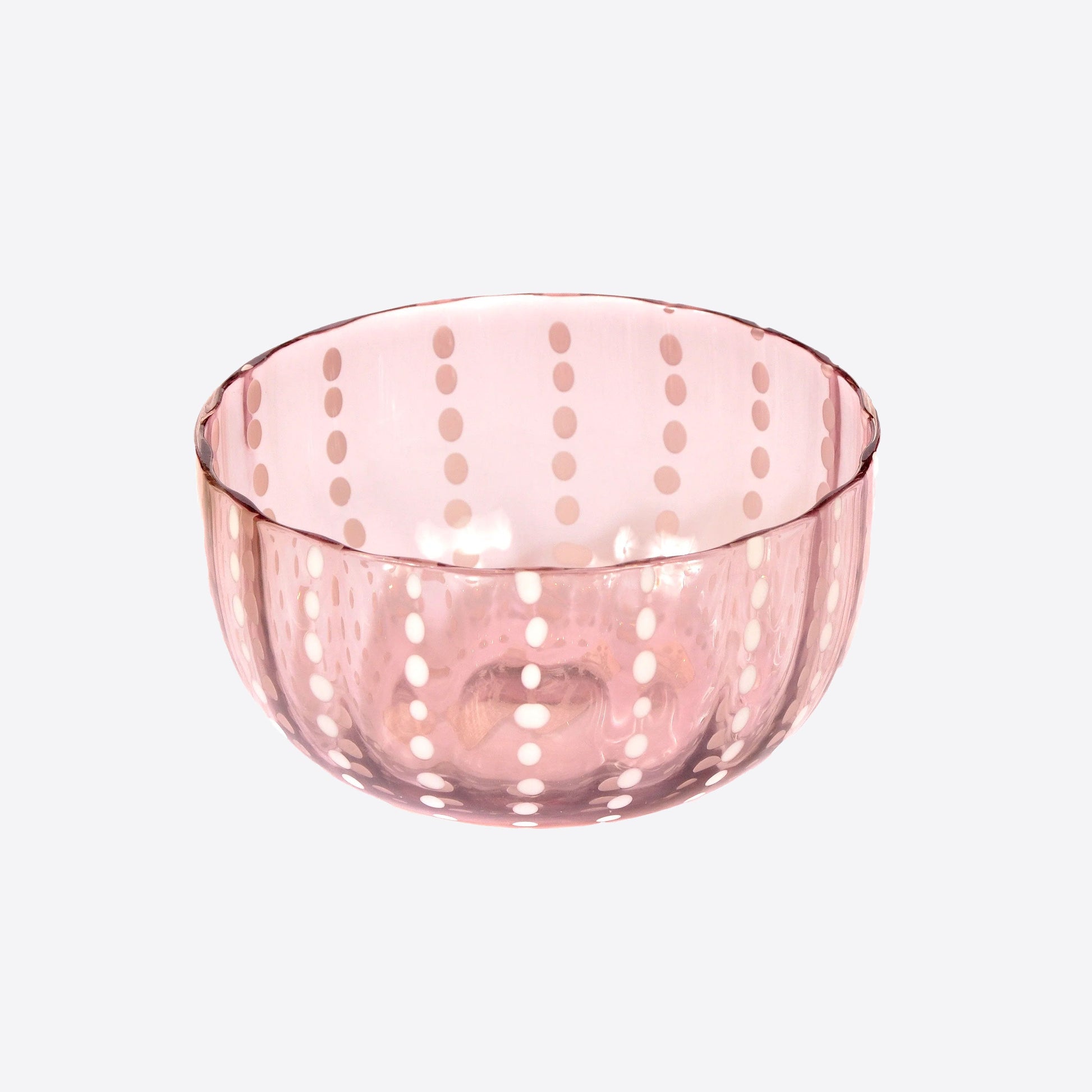 pink spotted glass bowl