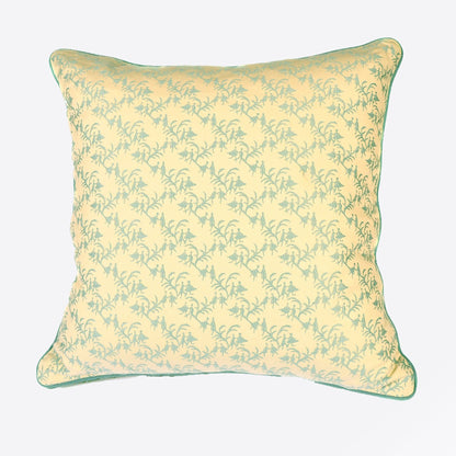 Aqua Figures Cushion with Striped Silk Back Joanna Wood Shop