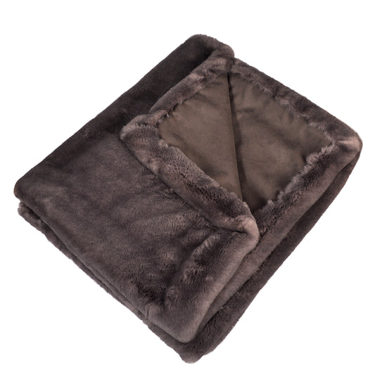 Dark Grey Faux Fur Double Throw Joanna Wood Shop