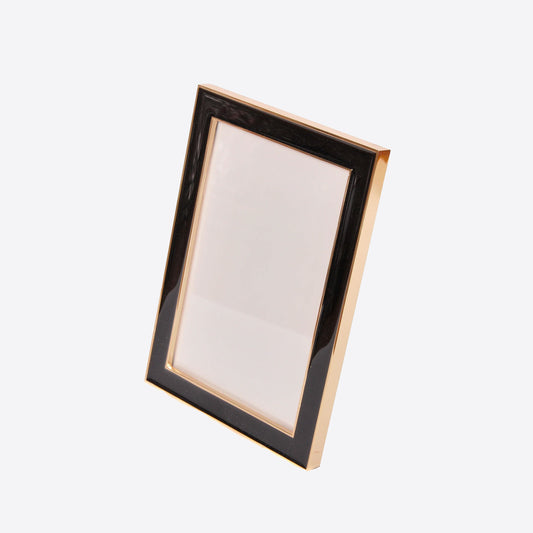 black enamel photo frame with gold edges