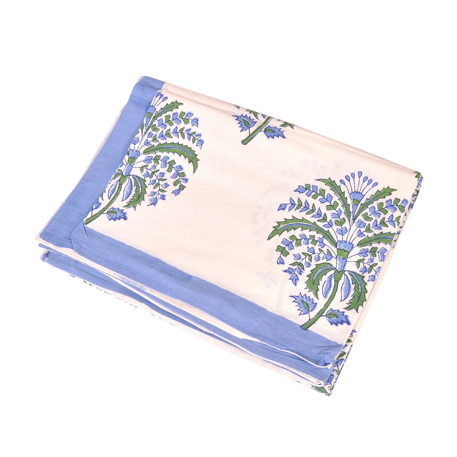 Blue and Green Floral Spray Cotton Tablecloth Small Joanna Wood Shop