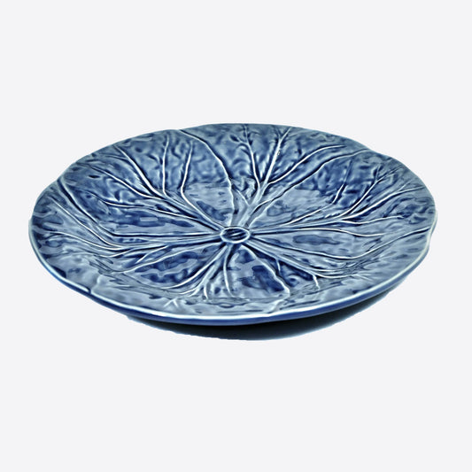 blue cabbage leaf designed dessert plate